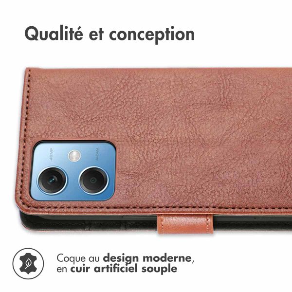 imoshion Etui de téléphone portefeuille Luxe Xiaomi Redmi Note 12 - Brun