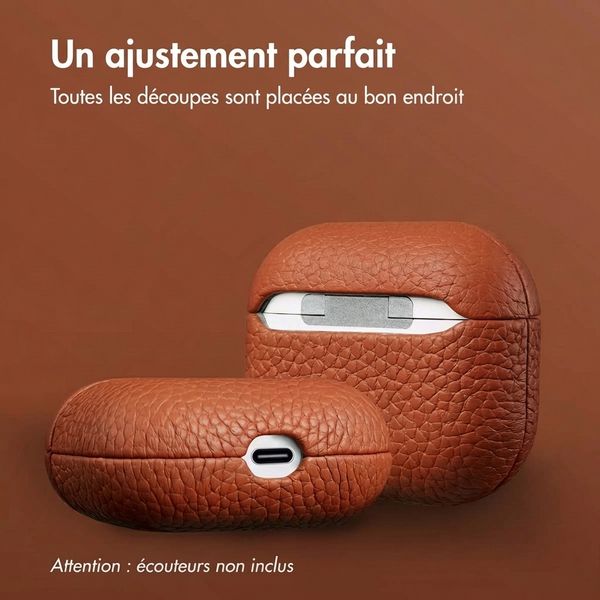 Accezz Coque en cuir véritable  Apple Airpods 3 - Cognac