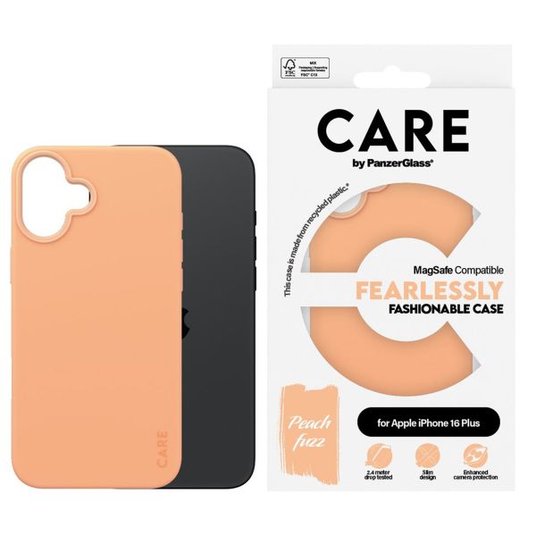 CARE by PanzerGlass Coque Fashion MagSafe iPhone 16 Plus - Peachy