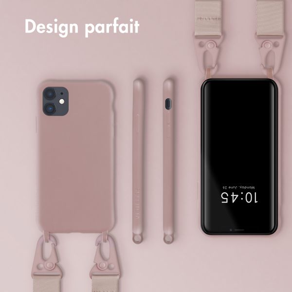 Selencia Coque silicone avec cordon amovible iPhone 11 - Sand Pink