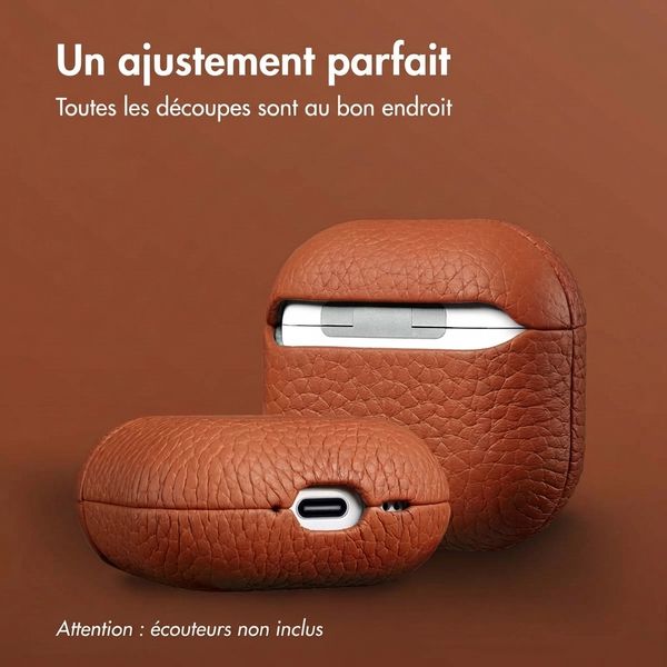 Accezz Coque en cuir véritable  Apple Airpods 4 - Cognac