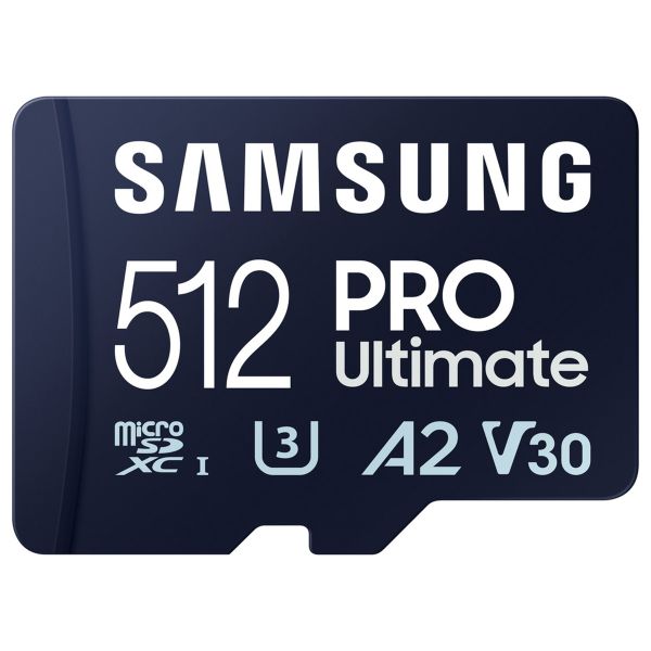 Samsung PRO Ultimate microSD - 512GB - Inclus un lecteur de cartes USB - UHS-I/U3/Full HD/4K UHD