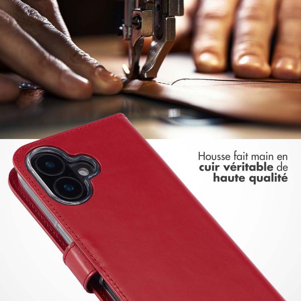 Selencia Étui portefeuille en cuir véritable Apple iPhone 16 Plus - Rouge