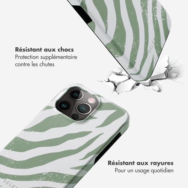 Selencia Coque arrière Vivid Apple iPhone 15 Pro Max - Colorful Zebra Sage Green