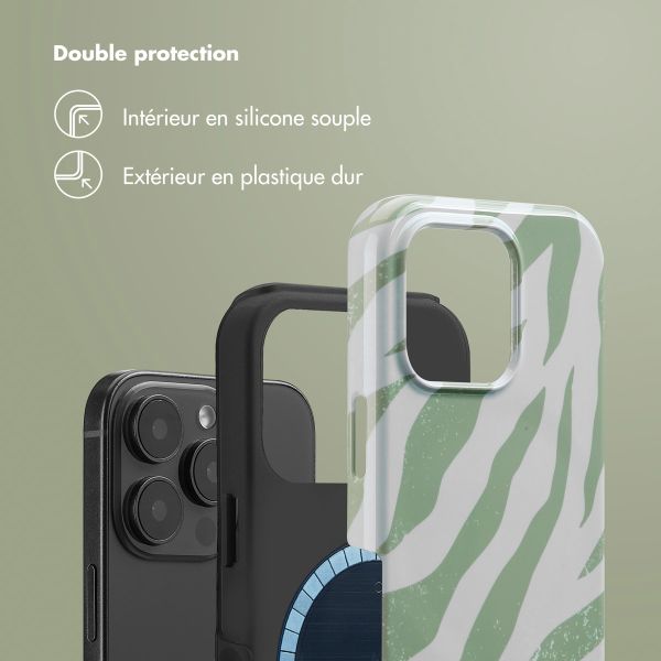 Selencia Coque arrière Vivid Tough avec MagSafe iPhone 16 Pro - Colorful Zebra Sage Green