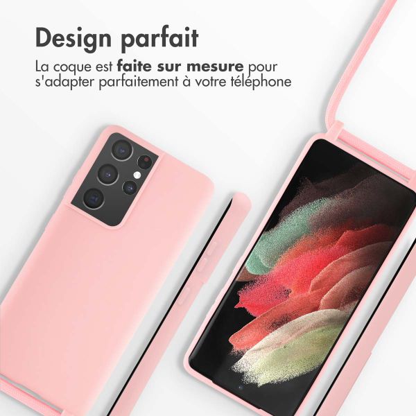 imoshion Coque en silicone avec cordon Samsung Galaxy S21 Ultra - Rose
