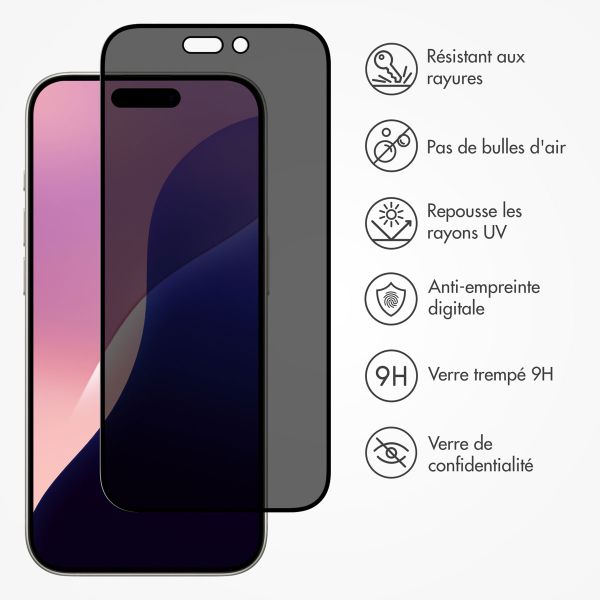 Accezz Protection d'écran en verre trempé Privacy iPhone 16 Pro Max