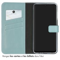 Selencia Étui portefeuille en cuir véritable Samsung Galaxy A15 (5G/4G) - Air Blue