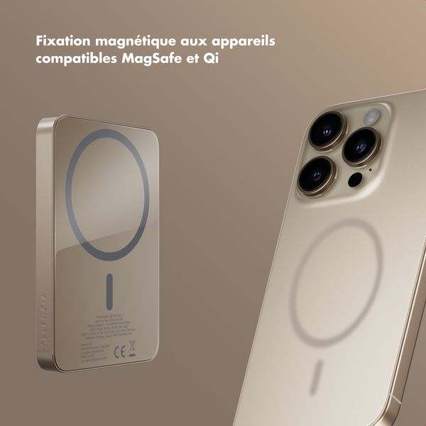 Selencia Powerbank Vivid 5 000 mAh - MagSafe et Qi - Desert Gold / Country Moo'd