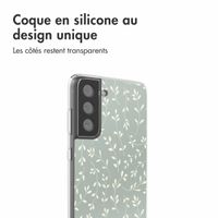 imoshion Coque design pour Samsung Galaxy S21 FE - Smoke Green Flowers