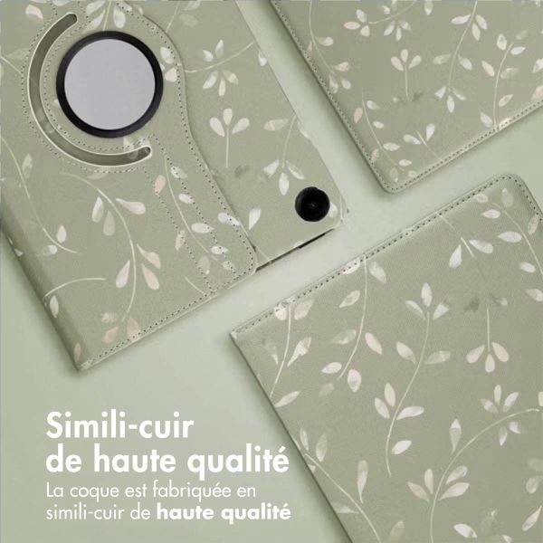 imoshion Coque tablette Design rotatif à 360° Samsung Galaxy Tab A9 Plus - Green Flowers