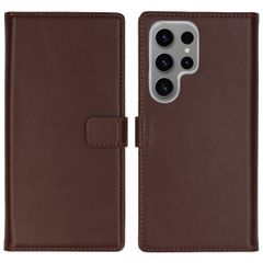 Selencia Étui portefeuille en cuir véritable Samsung Galaxy S24 Ultra - Marron foncé
