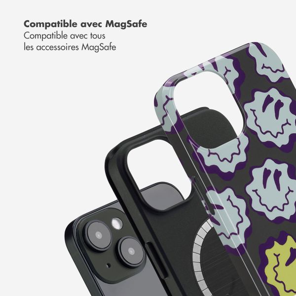 Selencia Coque arrière Vivid avec MagSafe Apple iPhone 14 - Wavy Smiley Green