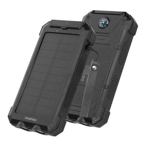 imoshion Solar Powerbank - Batterie externe avec panneau solaire - Charge rapide et fourniture d'énergie - 20.000 mAh - Noir