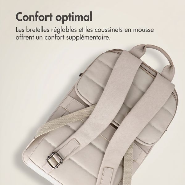 Accezz Leather Sac à dos ordinateur 16 pouces - Beige
