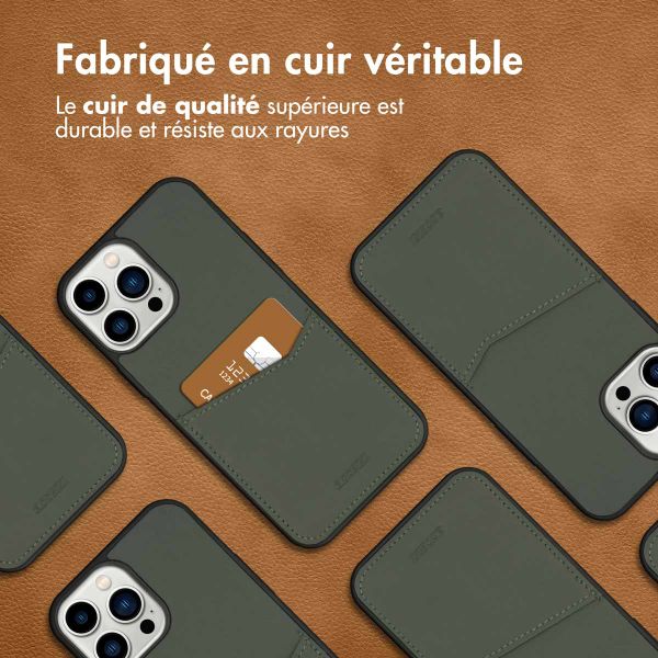 Accezz ﻿Coque en cuir de qualité supérieure avec fentes pour cartes iPhone 13 Pro Max - Vert