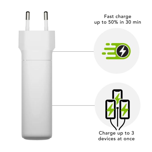 dbramante1928 re-charge | Chargeur Secteur - USB-C 140 watts + USB-C 100 watts + USB-A 18 watts - Blanc