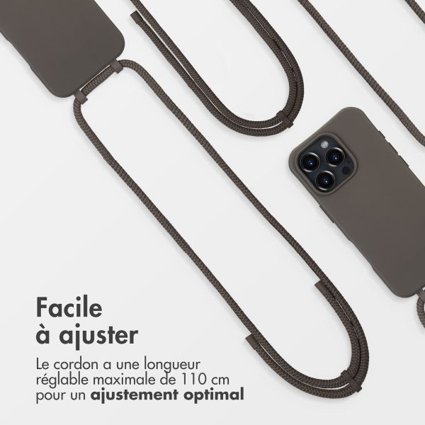 imoshion Coque arrière Color avec cordon amovible et MagSafe Apple iPhone 16 Pro - Black Coffee