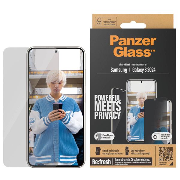 PanzerGlass Protection d'écran Privacy Ultra-Wide Fit Anti-bactérienne avec applicateur Samsung Galaxy S24 Plus
