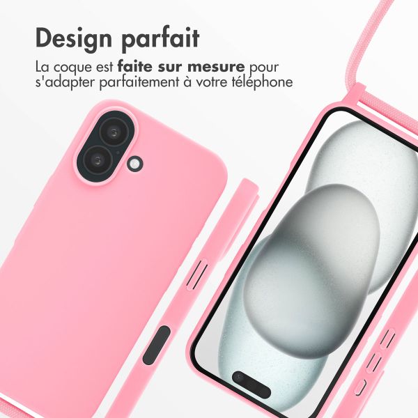 imoshion Coque en silicone avec cordon Apple iPhone 16 - Rose