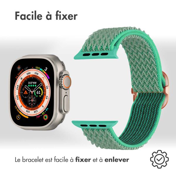 imoshion Bracelet en nylon élastique Apple Watch Series 1 t/m 11 / SE / Ultra (44/45/46/49 mm) - Turquoise