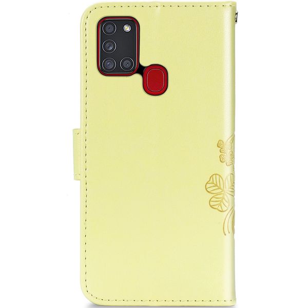 Etui de téléphone Fleurs de Trèfle Galaxy A21s - Jaune