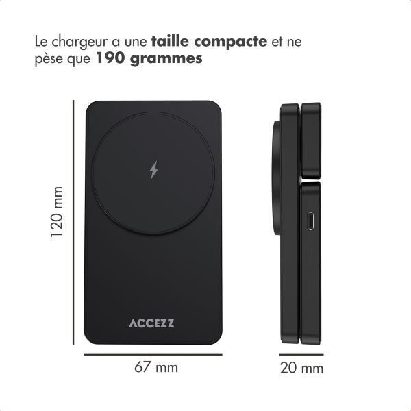 Accezz Chargeur sans fil pliable 3-in-1 MagSafe - 20W - Noir