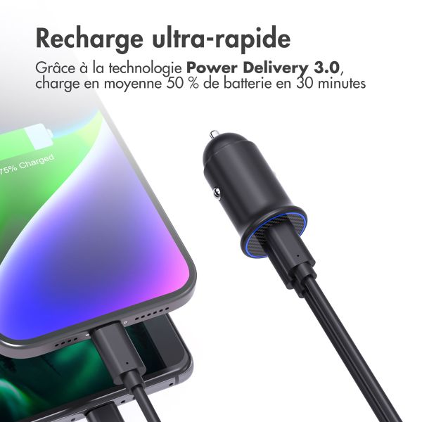 imoshion Chargeur voiture – Chargeur rapide 30 watts avec 2 ports USB-C