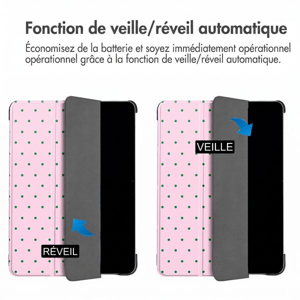 imoshion Coque tablette Design Trifold Samsung Galaxy Tab S9 11.0 pouces / S10 Lite / S10 FE / S9 FE 10.9 pouces - Happy Dots