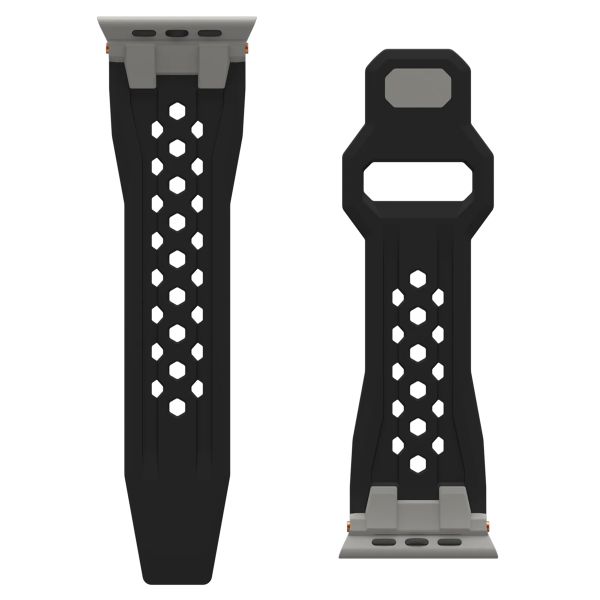 UAG Monarch | Bracelet en silicone Apple Watch Series 1 à 10 / SE / Ultra (2) (44/45/46/49 mm) - Noir/Titane