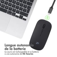 imoshion Souris sans fil - Souris d'ordinateur rechargeable + adaptateur USB-A 2,4G - Noir