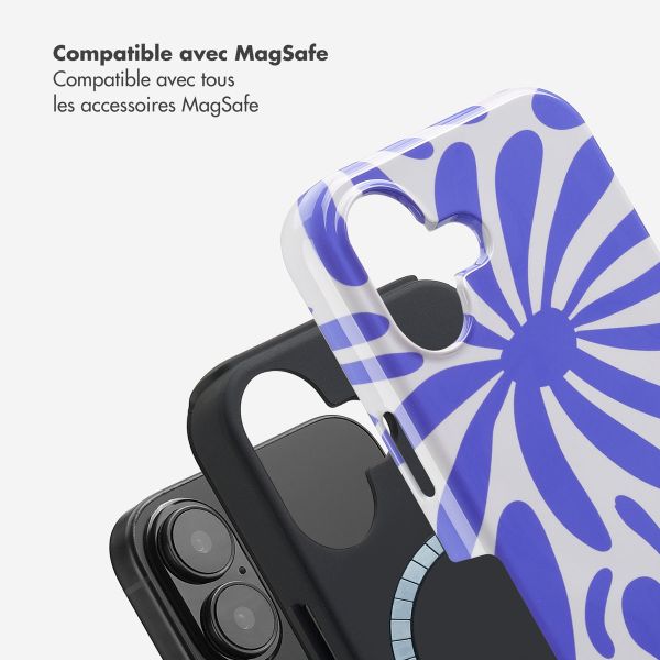 Selencia Coque arrière Vivid Tough avec MagSafe iPhone 16 - Modern Bloom Sapphire Blue