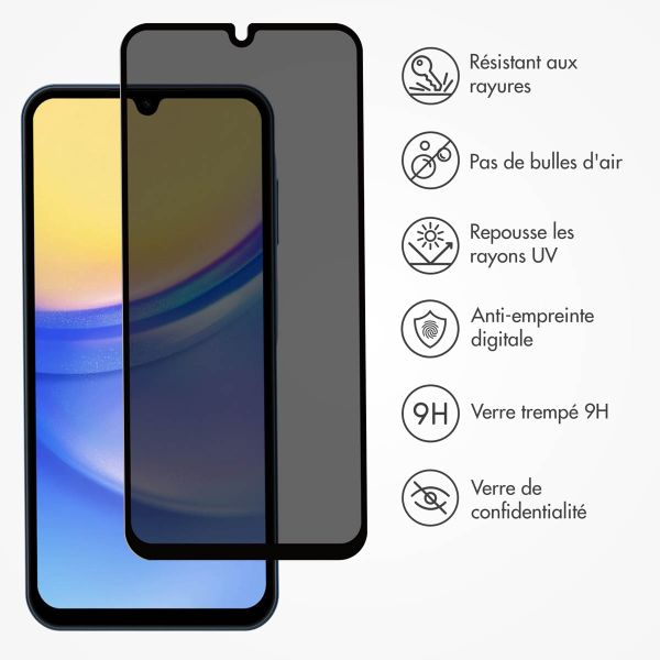 Accezz Protection d'écran en verre trempé Privacy Samsung Galaxy A15 (5G/4G)