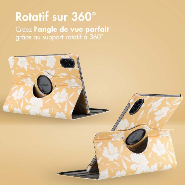 imoshion Coque tablette Design rotatif à 360° Honor Pad X9 - Yellow Flowers