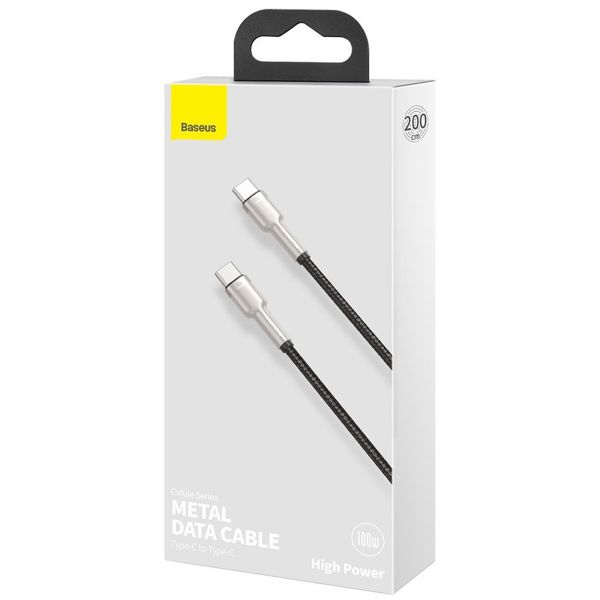 Baseus Cafule Series câble USB-C vers USB-C - Métal - 100 Watt - 2 mètres - Noir