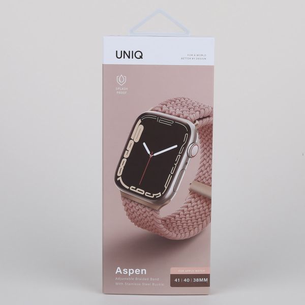 Uniq Bracelet tressé Aspen Apple Watch Series 1 t/m 9 / SE (38/40/41 mm) | Series 10 / 11 (42 mm) - Grapefruit Pink