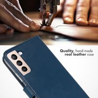 Selencia Étui portefeuille en cuir véritable Samsung Galaxy S22 Plus - Bleu