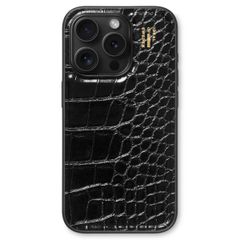 iDeal of Sweden Coque Vegan Leather iPhone 15 Pro - Black Croco