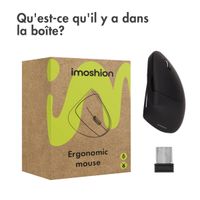 imoshion Souris ergonomique sans fil - Droitier - USB-A - Noir