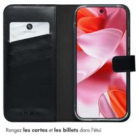 Selencia Étui portefeuille en cuir véritable Google Pixel 10 / 10 Pro - Noir