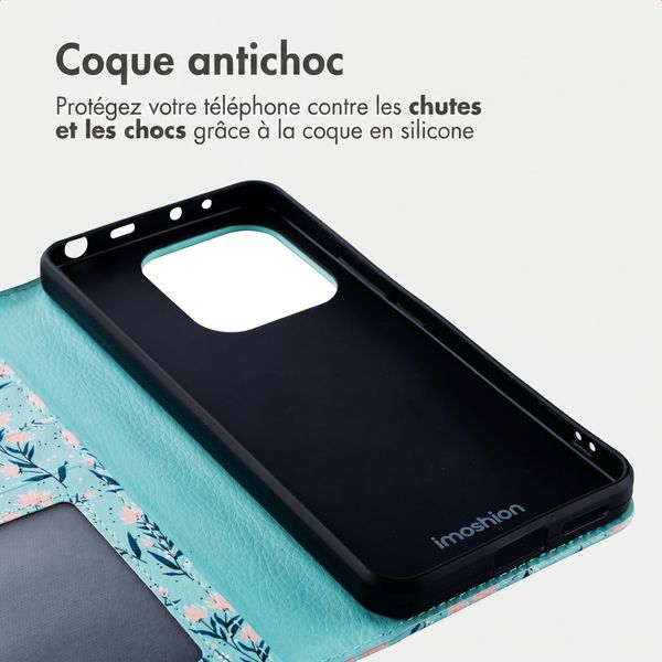 imoshion Étui de télephone portefeuille Design Xiaomi Redmi Note 14 (4G) - Blue Flowers
