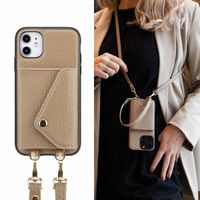 Selencia Coque à cordon avec porte-cartes enveloppe Sera iPhone 11 - Beige