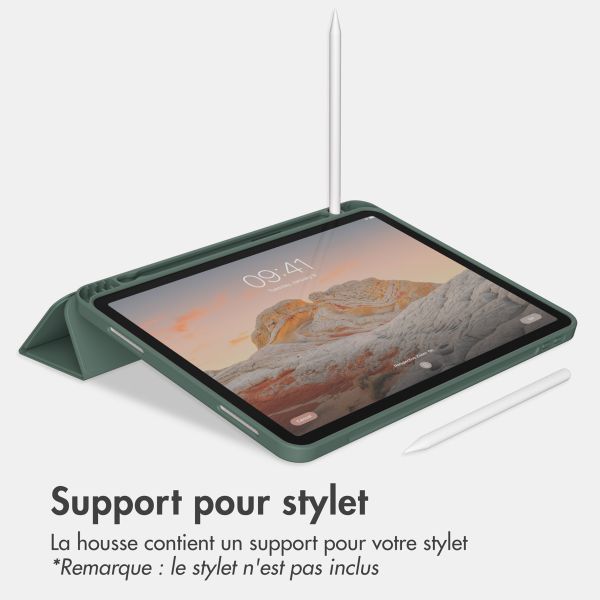 Accezz Coque tablette portefeuille Smart Silicone iPad Air 13 pouces (2024) M2 - Vert foncé