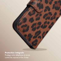 Selencia Étui de télephone portefeuille imprimé léopard Sabi Apple iPhone 16e - Mocha Brown