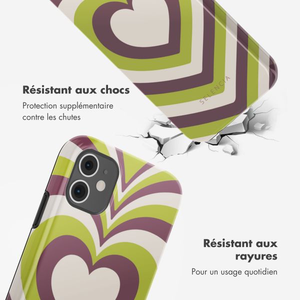 Selencia Coque arrière Vivid Tough iPhone 11 - Double Hearts Plum Fern