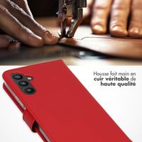 Selencia Étui de téléphone portefeuille en cuir véritable Samsung Galaxy A34 (5G) - Rouge