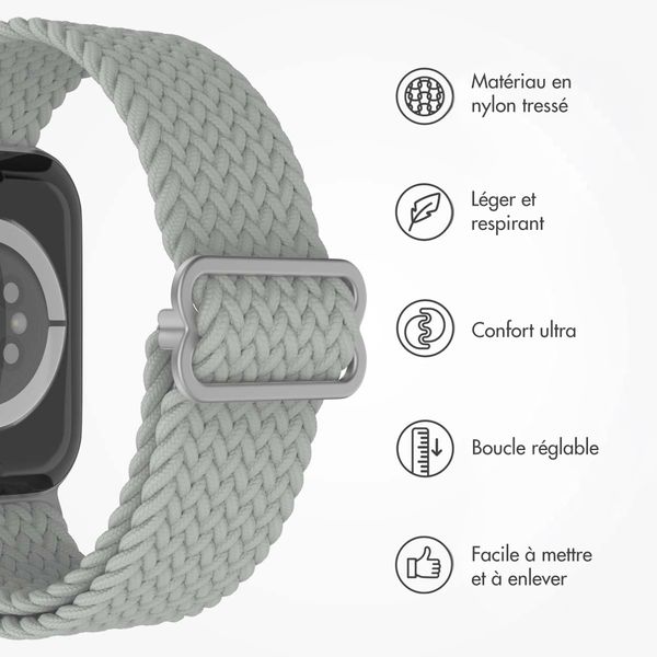 imoshion Bracelet tissé en nylon Apple Watch Series 1 á 9 / SE (38/40/41 mm) | Series 10 / 11 (42 mm) - Gris