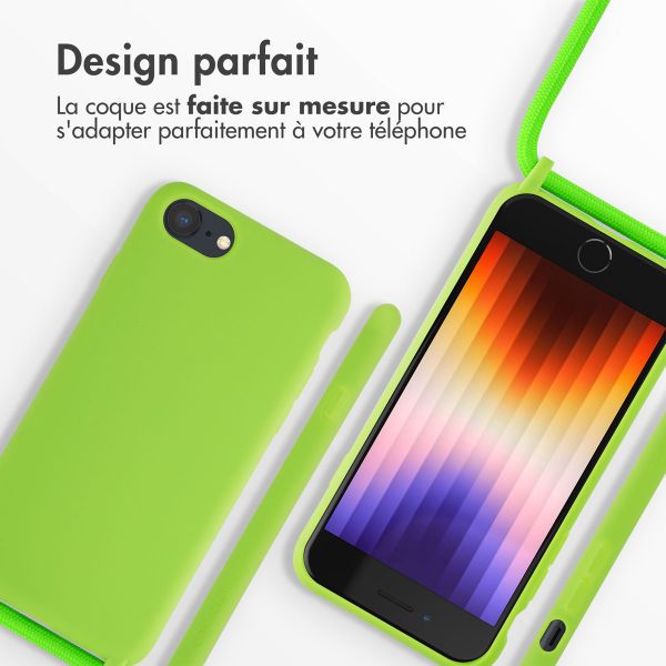 imoshion ﻿Coque en silicone avec cordon iPhone SE (2022 / 2020) / 8 / 7 - Vert Fluo