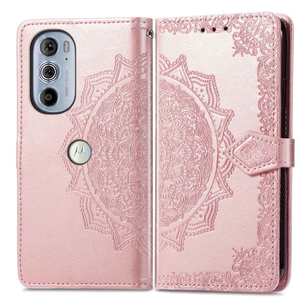 imoshion Etui de téléphone portefeuille Mandala Motorola Edge 30 Pro / Edge Plus (2022) - Rose Dorée