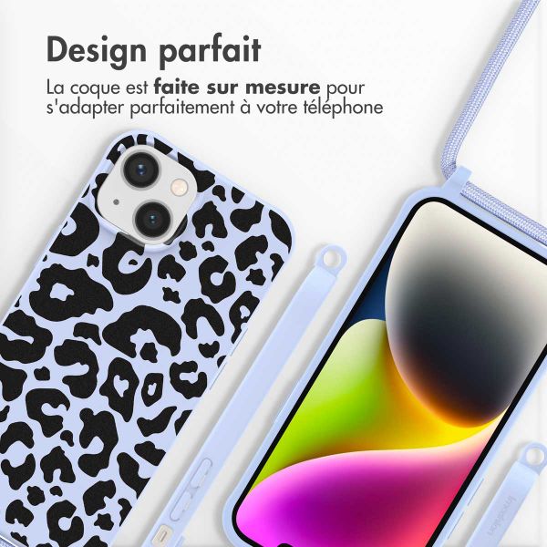 imoshion Coque design en silicone avec cordon Apple iPhone 14 - Animal Lila